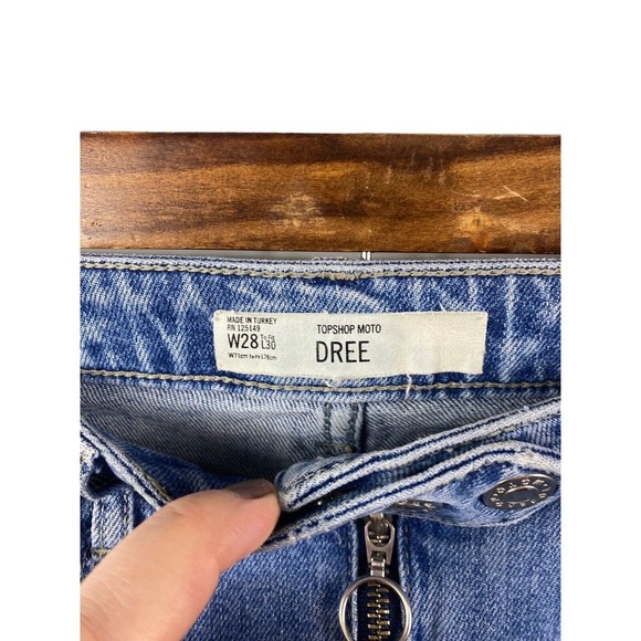 Topshop Jeans 28 x 25 Flare Bell Bottom Leg Dree Moto 28x25 Womens Y2K Style - Picture 7 of 8
